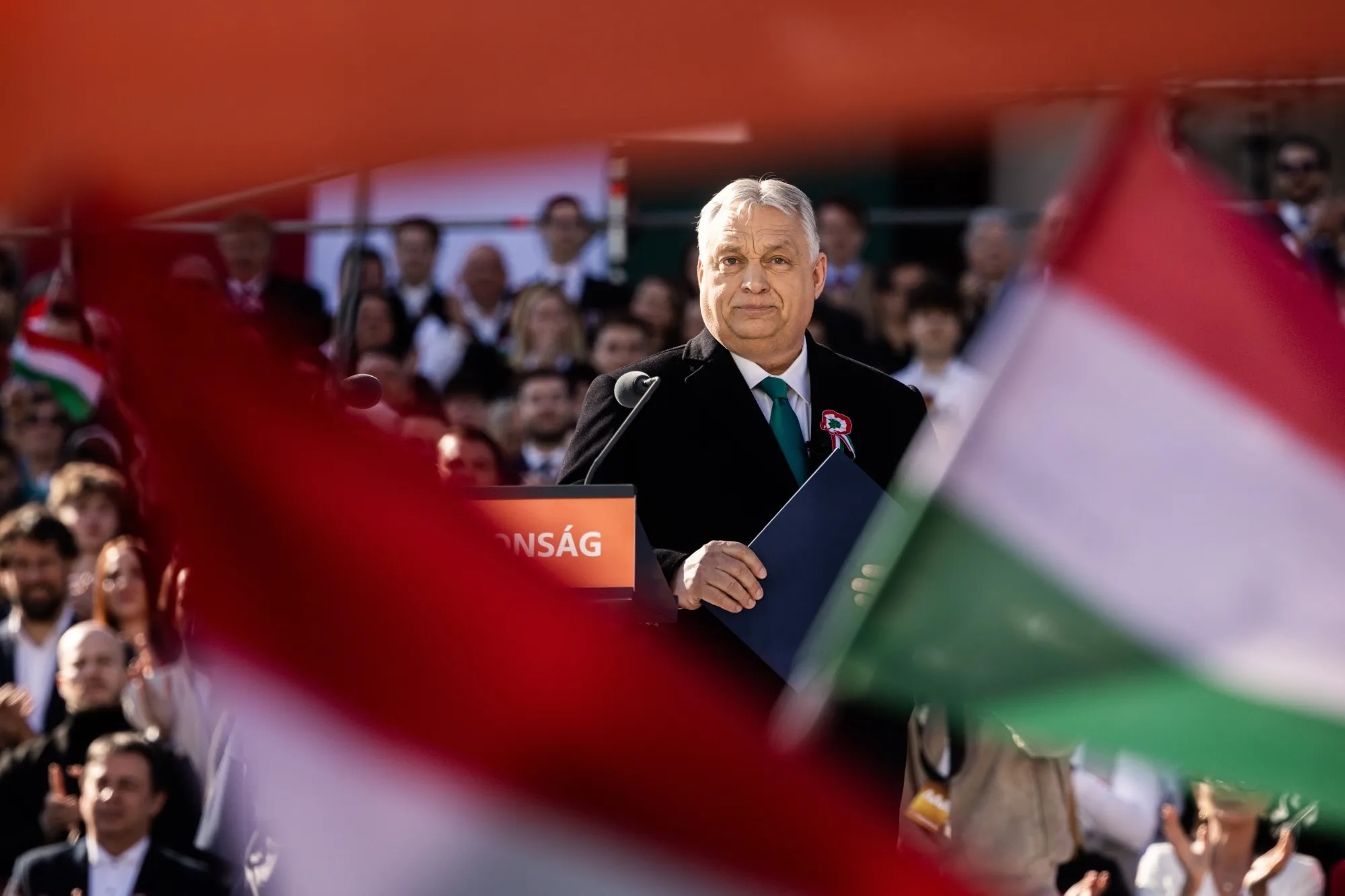 Виктор Орбан на предвыборном митинге «Фидес», март 2026 года